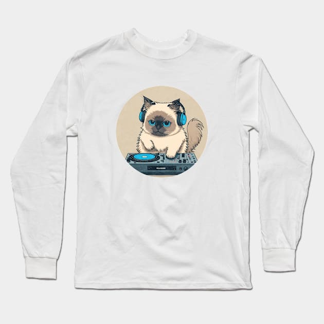 CUte DJ Ragdoll Cat Long Sleeve T-Shirt by JGodvliet